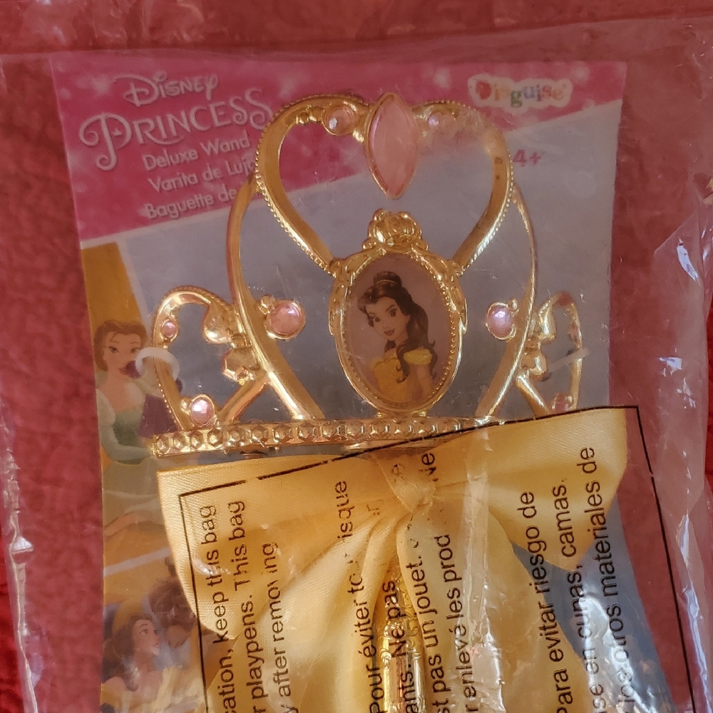 Disney Princess Belle Gold Tiara with Pink Jewels Beauty And The Beast